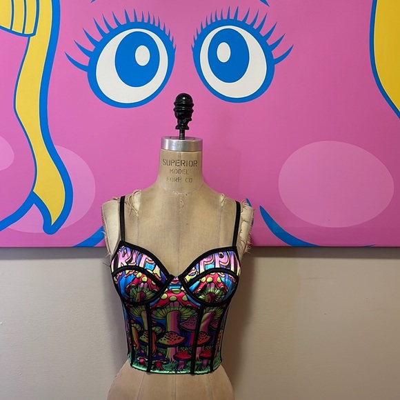 Current Mood Rainbow Mushroom Bustier NWT Dolls Kill